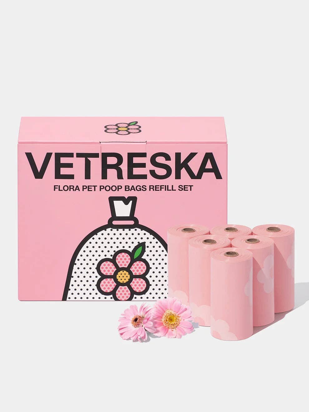 Vetreska - Set di sacchetti per escrementi alla fragola e dispenser: Standard / Flora