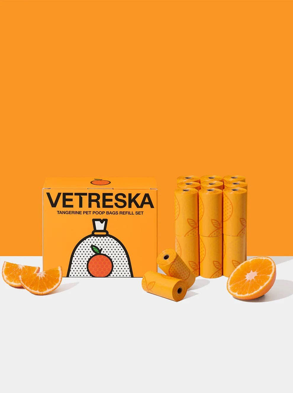 Set sacchetti igienici per cani color tangerina e dispenser: Standard
