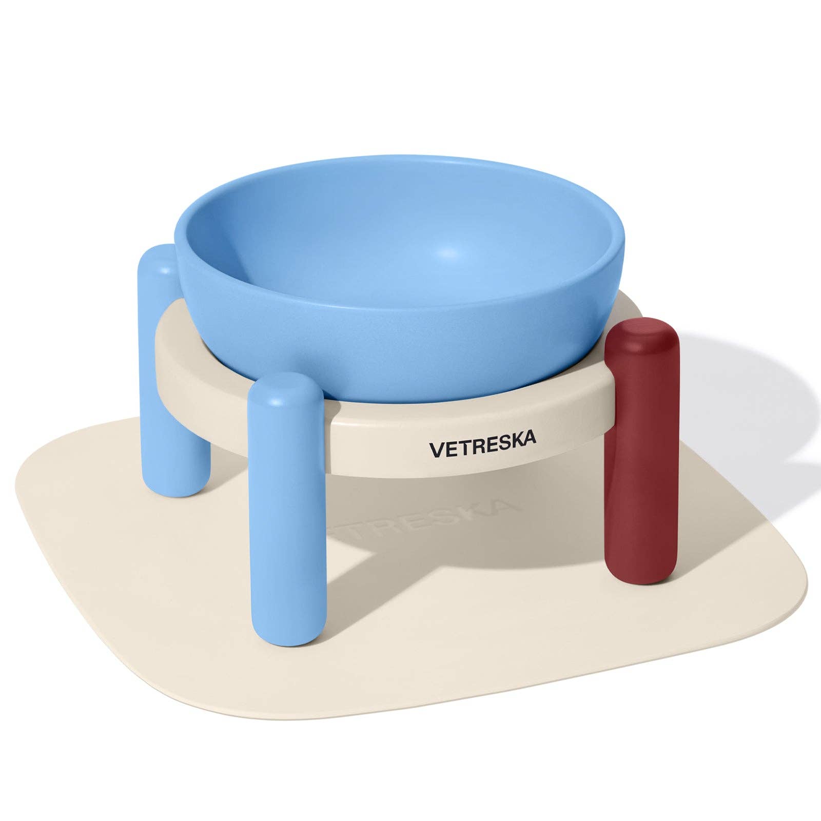 VETRESKA Mist & Merlot - Set ciotola e tappetino in ceramica per animali: S