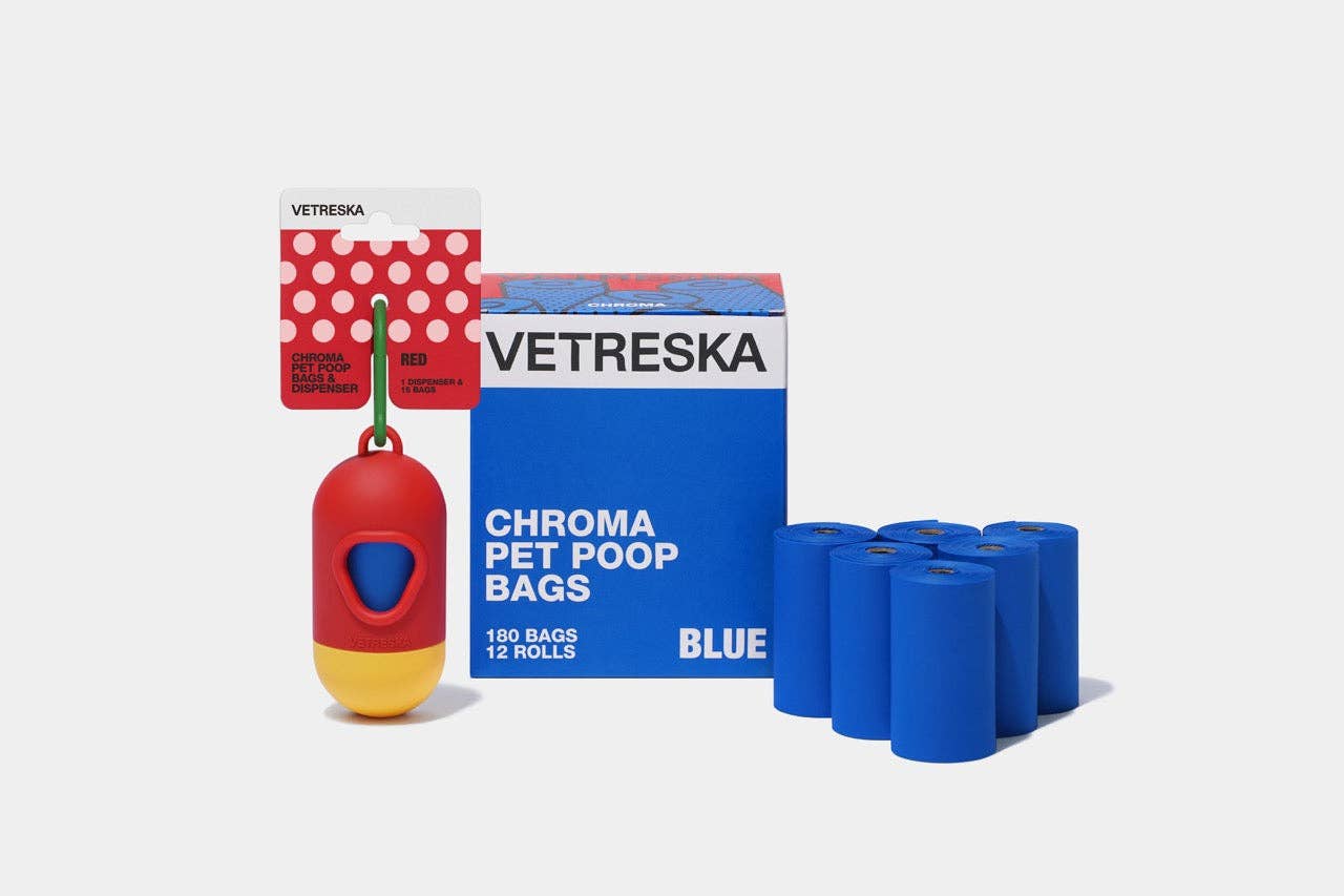 Vetreska - Set di sacchetti per escrementi alla fragola e dispenser: Standard / Chroma