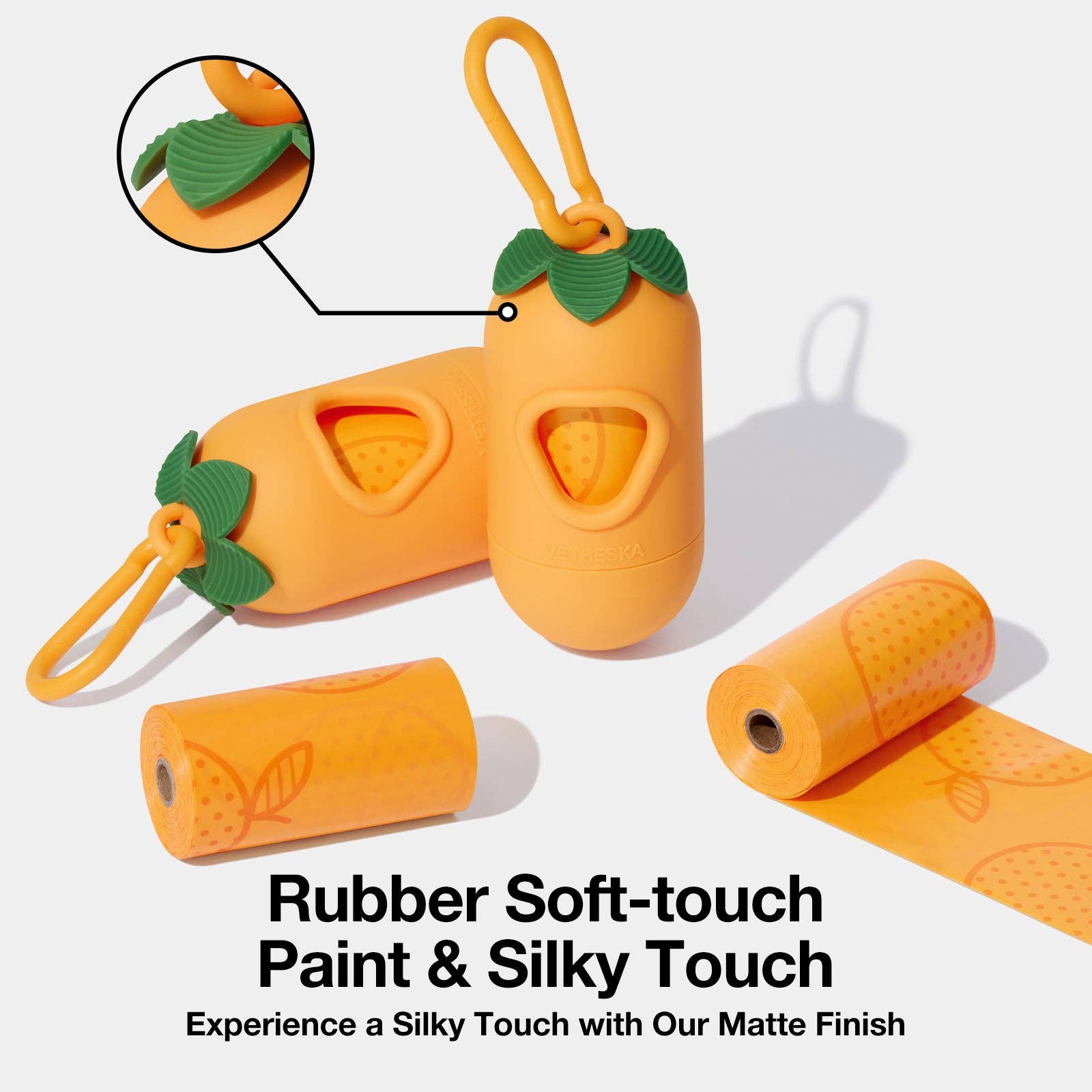 Set sacchetti igienici per cani color tangerina e dispenser: Standard
